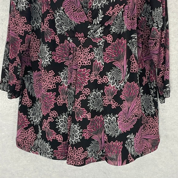 Croft & Barrow Paisley Blouse V-Neck 3/4 Sleeve Top Plus Size 2X Babydoll Boho - Picture 5 of 14